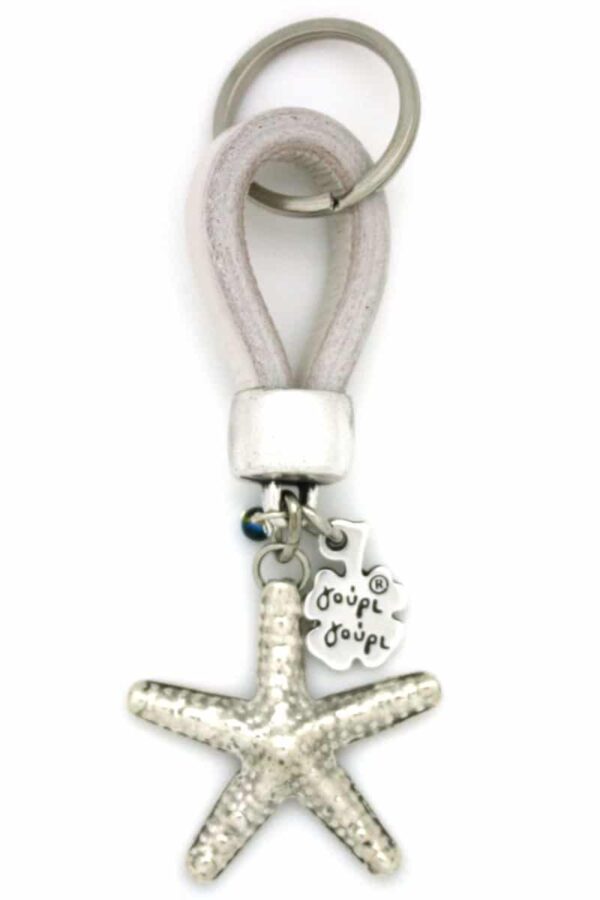 leather keyring with starfish
