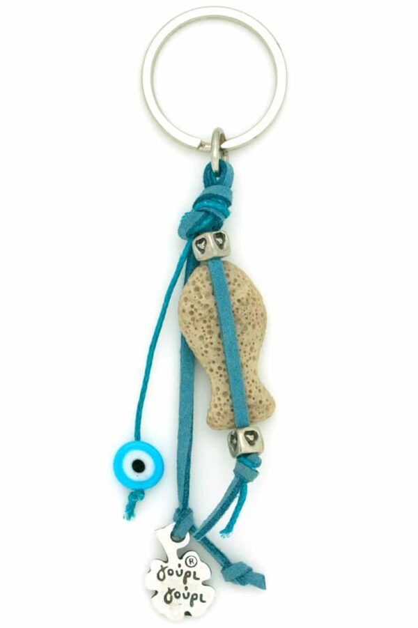 keyring with fish and evil eye