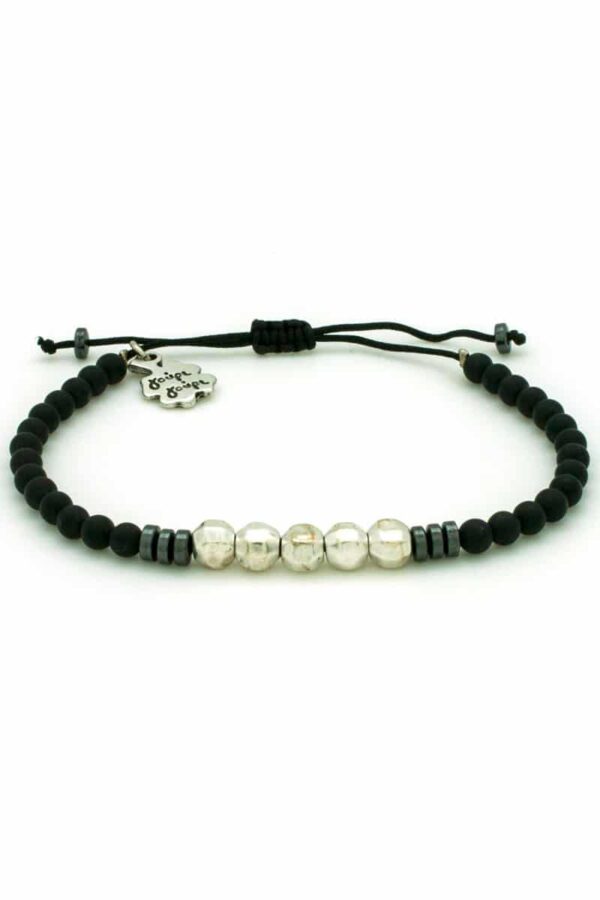 men's bracelet with silver-plated beads