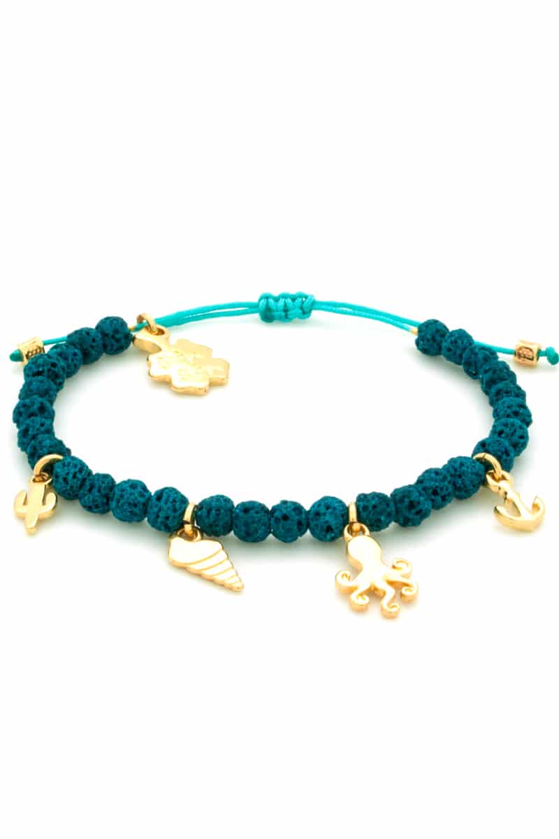 turquoise summer bracelet with lava stones
