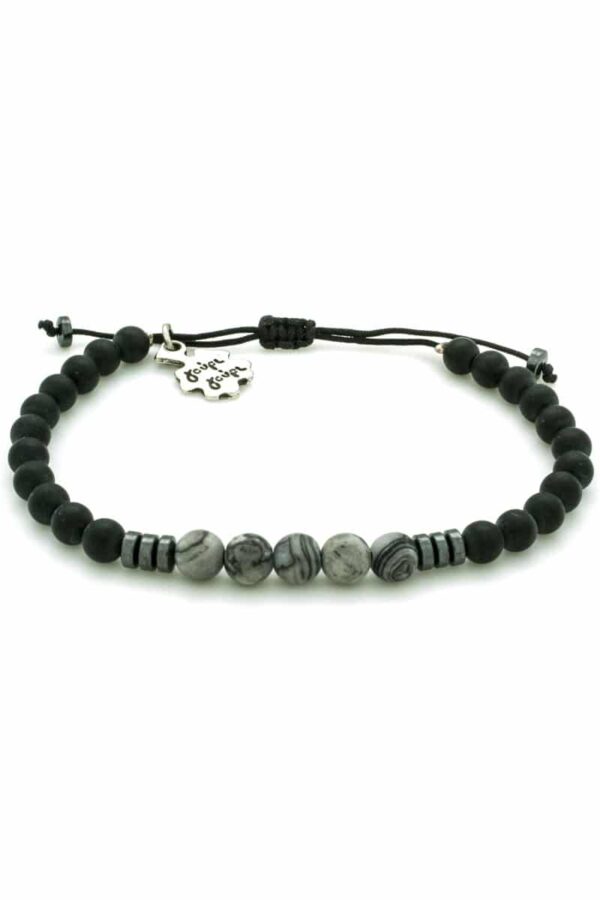 men's bracelet with grey beads