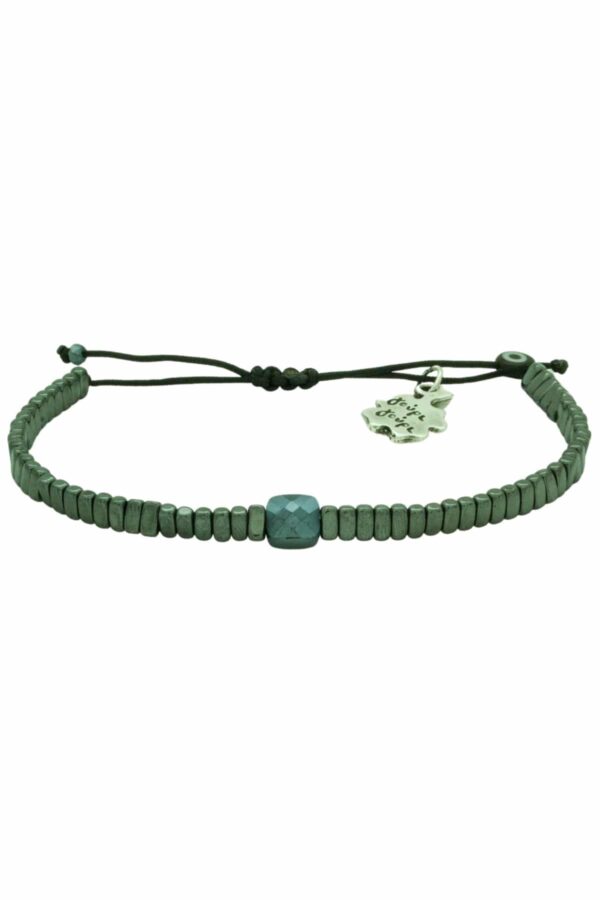 bracelet with crystal & dark grey hematite beads