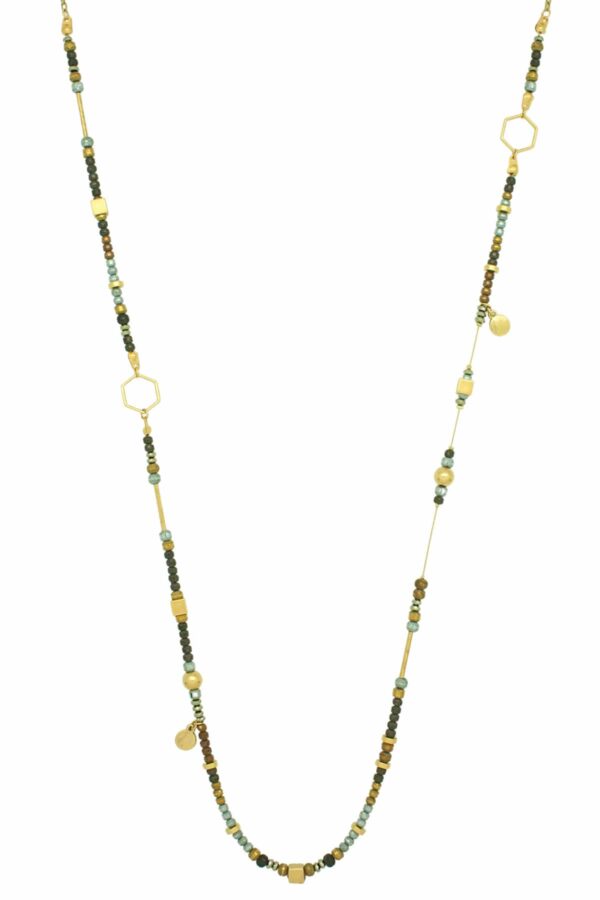 long asymmetric necklace with gold-plated cubes
