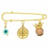 new baby girl good luck charm with gold-plated pin