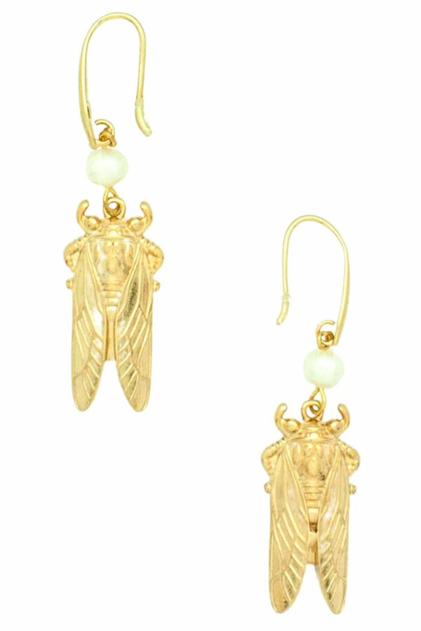 earrings with gold-plated cicadas