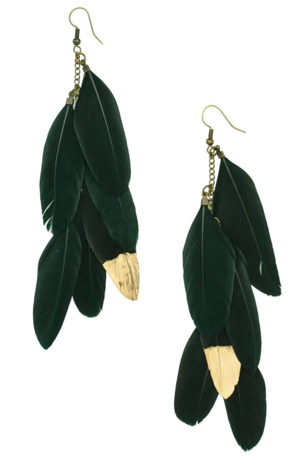 earrings with black feathers