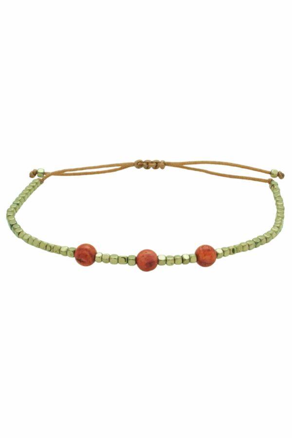 bracelet with three red coral beads