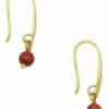 summer gold-plated earrings with red coral bead