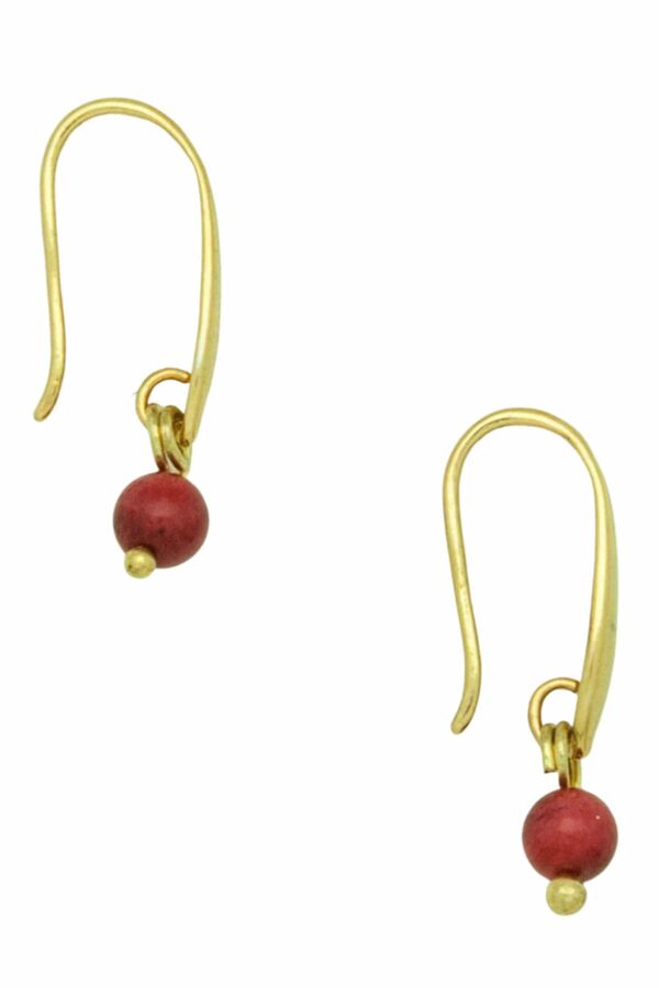 summer gold-plated earrings with red coral bead