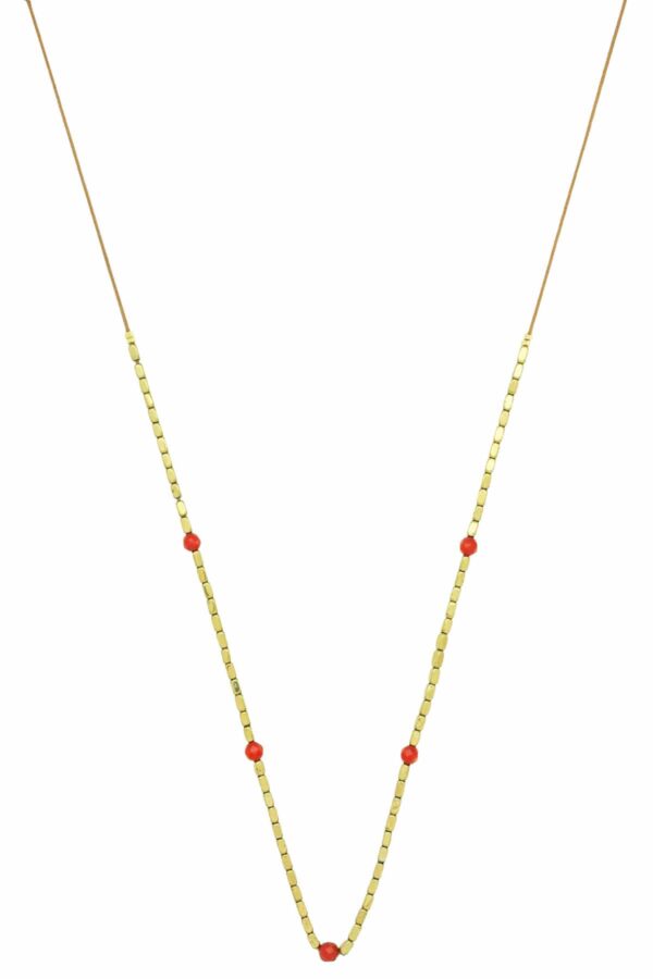 summer necklace with red coral beads