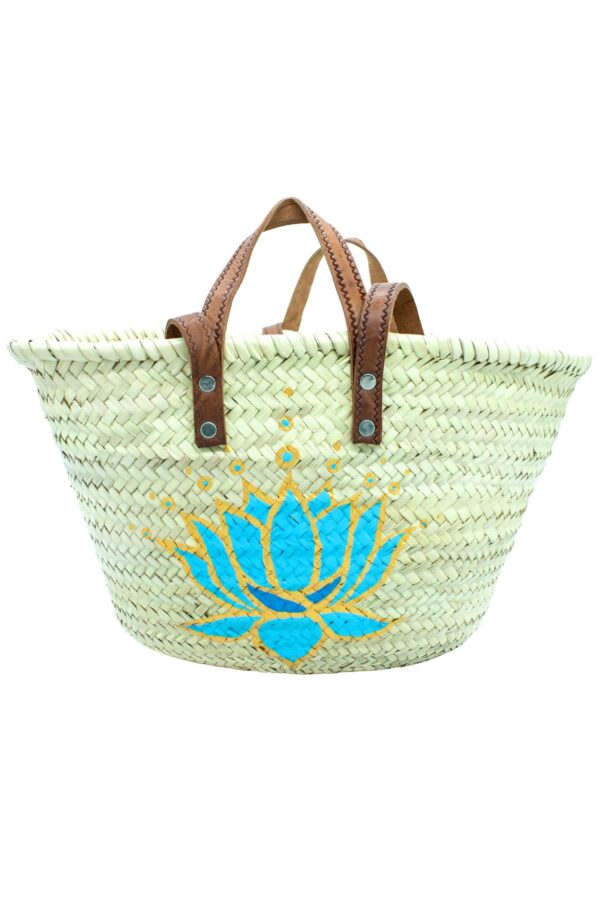 beach bag with turquoise lotus flower