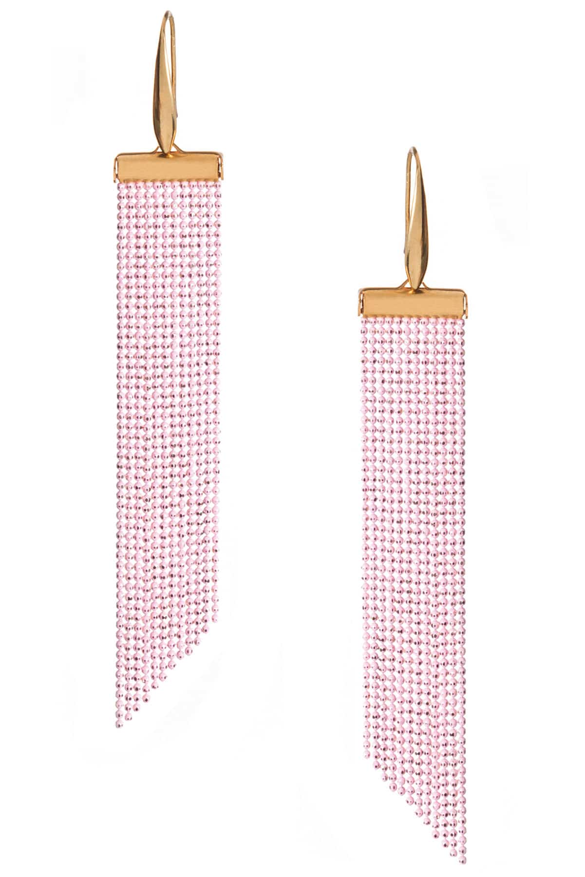 pink long rose gold earrings
