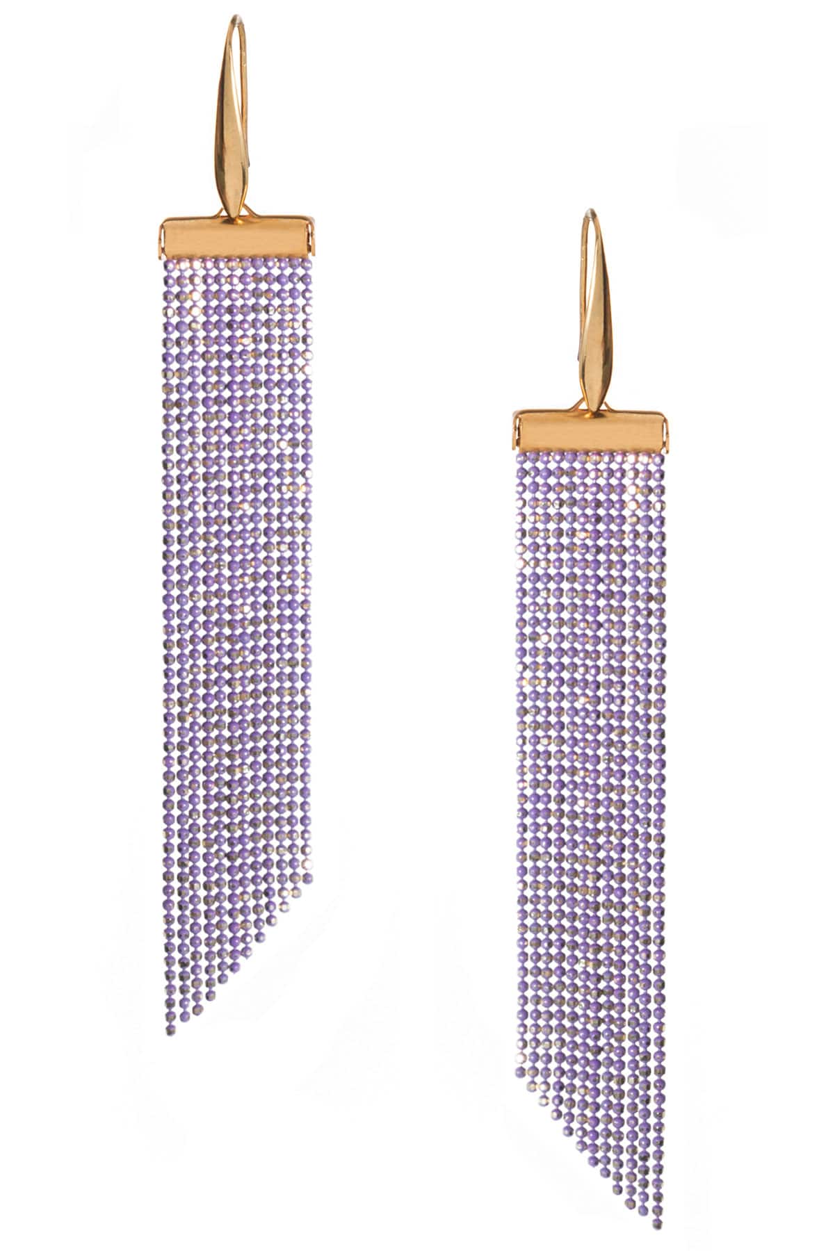 purple long rose gold earrings
