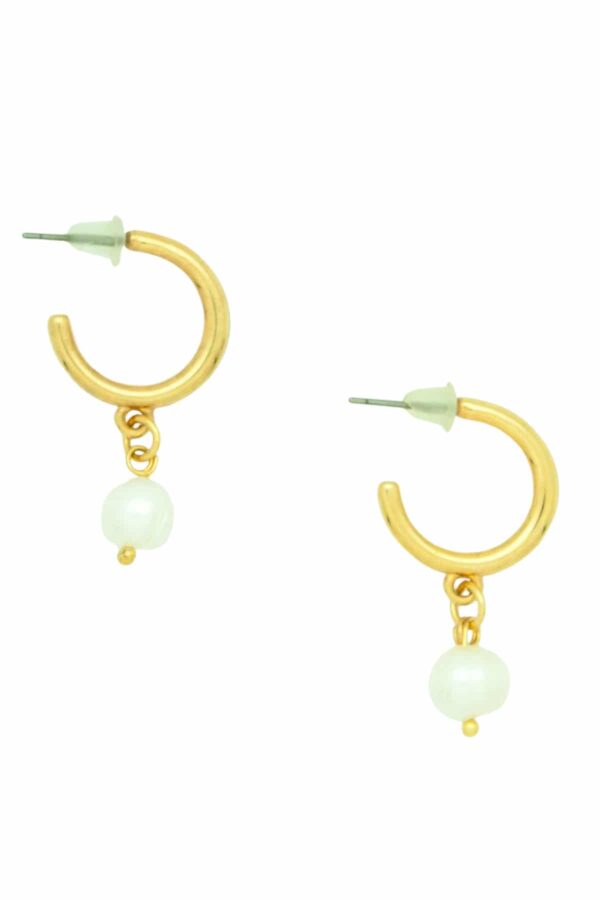 small gold-plated rings with white pearl