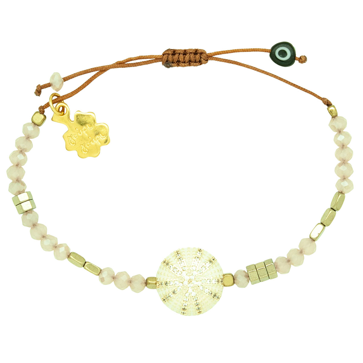 white bracelet with sea urchin shell