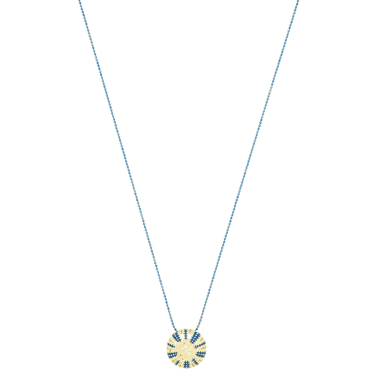 summer necklace with blue sea urchin shell