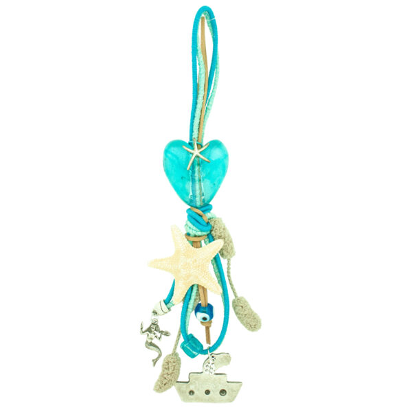 summer deco charm with heart, starfish and boat