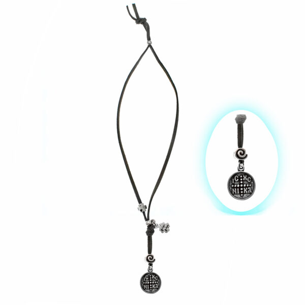 gray rearview mirror charm with silver-plated IXNK symbol