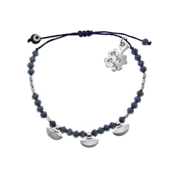 bracelet with silver-plated battle axe and crystal beads