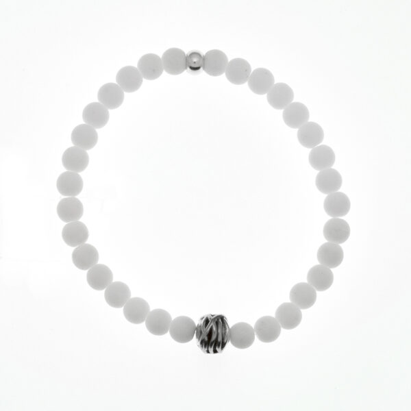 men's bracelet with silver-plated bead and porcelain beads