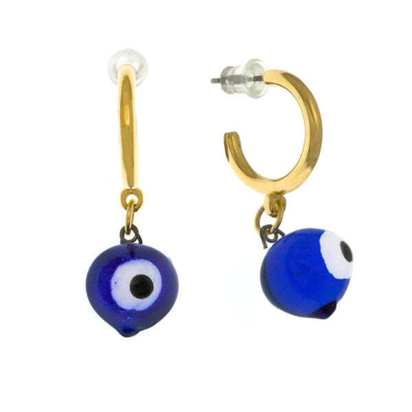 Hoop gold-plated earrings with evil eye