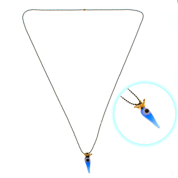necklace with gold-plated crown and evil eye